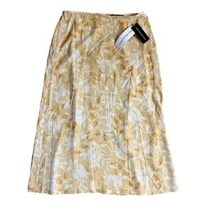 Josephine Chaus Floral Skirt Yellow Floor Length Womens Size 16 NWT Cottagecore